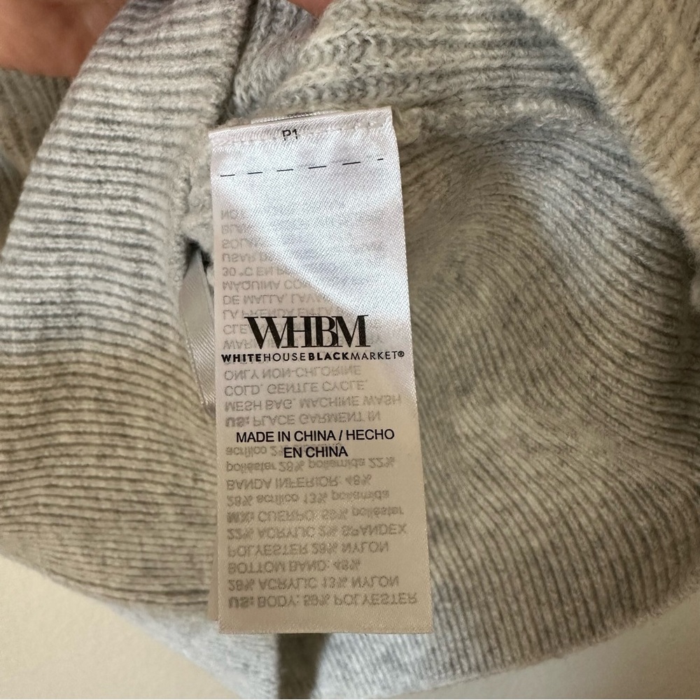 White House‎ Black Market Light Gray Ribbed Raglan Pullover Sweater - Picture 6 of 7